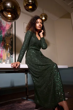 M&Co Sequin V-Neck Maxi Dress