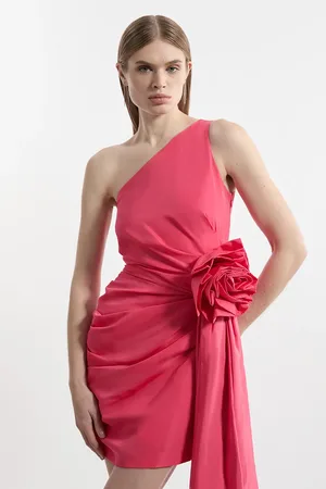 Karen Millen Taffeta Bandeau Tailored Rosette Drape Mini Dress