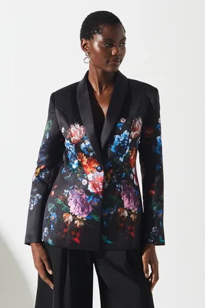 Coast Printed Satin Single Breasted Blazer