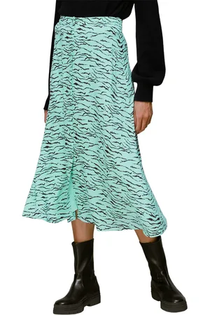 Whistles Tiger Print Button Front Skirt