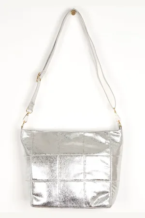 ÊTRE Stella Medium Crossbody Bag - , Cracked Metallic Faux Leather