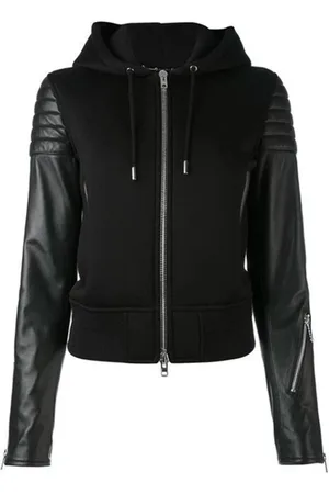 Givenchy Hooded LeatherSleeve Jacket Model Coats