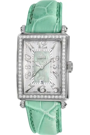 Gevril Avenue of Americas Mini MOP Dial Leather Swiss Quartz Watch