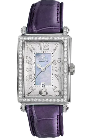 Gevril Avenue of Americas Mini MOP Dial Leather Swiss Quartz Watch