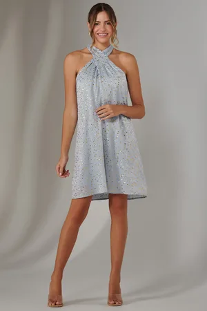 Jolie Moi Halter Neck Tie Mini Dress