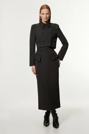 Karen Millen Embellished Tailored Pocket Detail Maxi Skirt