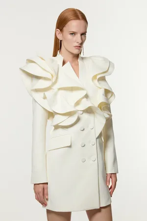 Karen Millen Tailored Drama Ruffled Double Breasted Blazer Dress