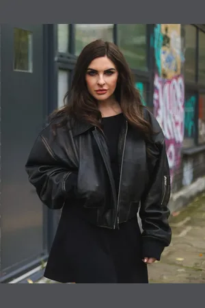 Infinity Oversized Leather MA-1 Bomber Jacket - Warrington