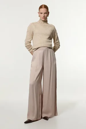 Karen Millen Viscose Satin Wide Leg Woven Trouser