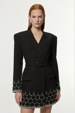 Karen Millen Crystal Embellished Tailored Blazer Mini Dress