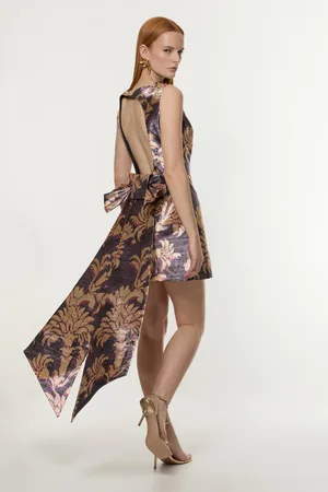 Karen Millen Metallic Tailored Bow Detail Mini Dress
