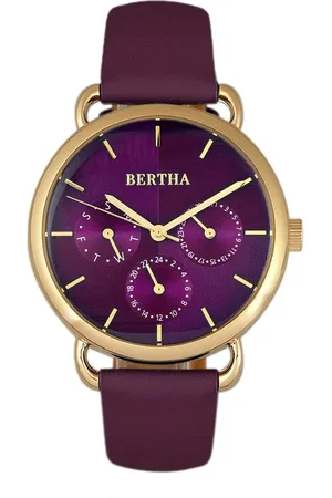 Bertha Gwen Leather-Band Watch with Day & Date