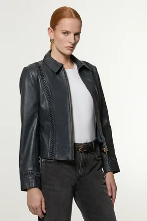 Karen Millen Leather Twist Detail Jacket