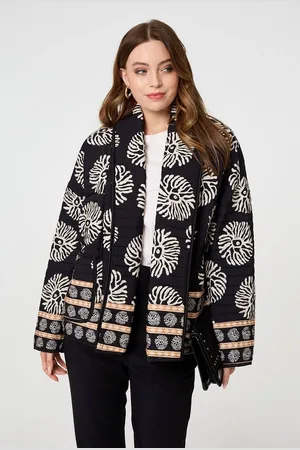 Izabel London Printed Padded Open Front Jacket