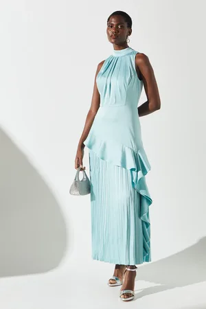 Coast Sleeveless Ruffle Pleat Satin Back Crepe Dress