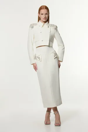 Karen Millen Embellished Tailored Pocket Detail Maxi Skirt
