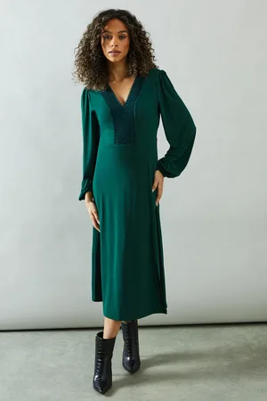 wallis Jersey Lace Trim Midi Dress