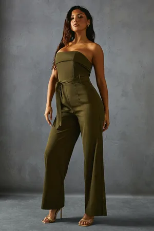 MissPap Bandeau Belted Wide Leg Jumpsuit