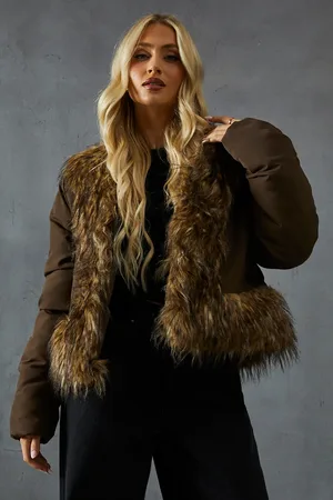 MissPap Faux Fur Trim Puffer Coat