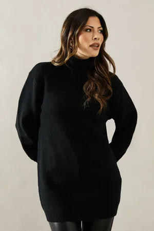 wallis Roll Neck Balloon Sleeve Knitted Tunic