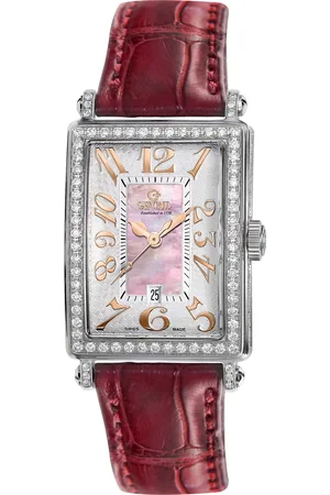 Gevril Avenue of Americas Mini MOP Dial Leather Swiss Quartz Watch