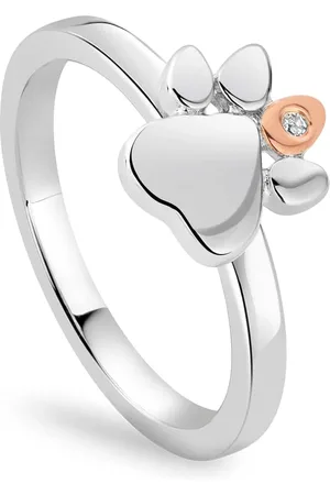 Clogau Paw Prints Sterling Silver Stacking Ring with Topaz