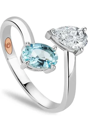 Clogau Promises 9ct Solid White Gold Ring with Oval-Cut Aquamarine & 0.5ct Lab-Grown Diamond