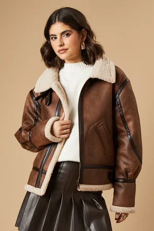 Oasis Faux Suede Borg Detail Aviator Jacket