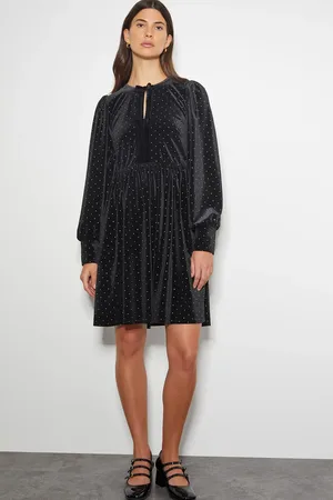 Monsoon Nora Long Sleeve Velvet Mini Dress