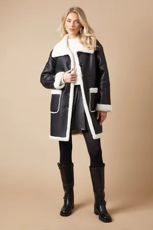 Oasis Pu Bonded Shearling Coat
