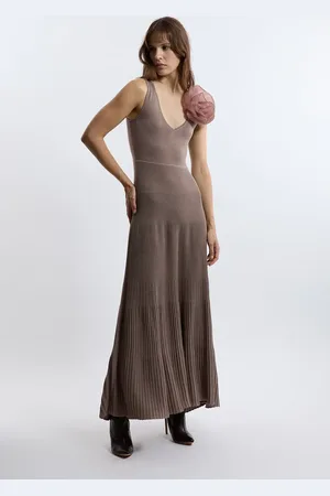 Karen Millen Viscose Blend Knit Corsage Detail Maxi Dress