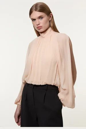 Karen Millen Viscose Georgette Cady Lace Insert Bodysuit