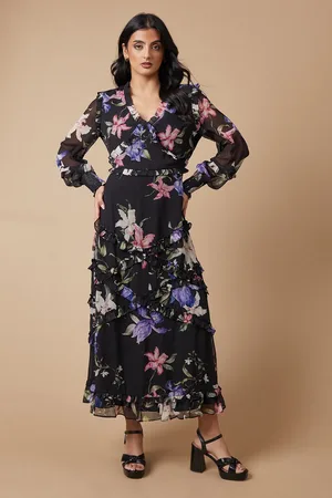 Oasis Floral Printed Ruffle Midaxi Dress