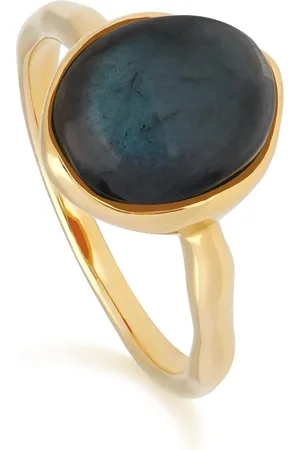 Gemondo Irregular B Gem Labradorite Ring in Yellow Gold Plated Sterling Silver
