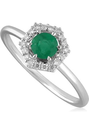Gemondo 9ct White Gold 0.38ct Emerald & Diamond Halo Engagement Ring