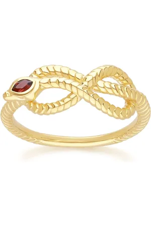 Gemondo ECFEW™ Garnet Winding Snake Ring in Gold Plated Sterling Silver