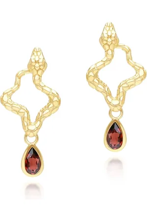 Gemondo ECFEW™ Garnet Snake Drop Earrings in Gold Plated Sterling Silver