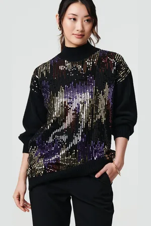 Izabel London Sequin Embellished Puff Sleeve Jumper