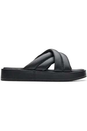 Clarks Alda Glide Leather Flat Sandals