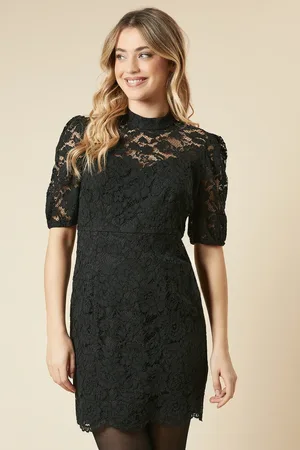 Dorothy Perkins Lace High Neck Short Sleeve Mini Dress