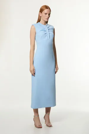 Karen Millen Scuba Drama Twist Detail Woven Midi Dress