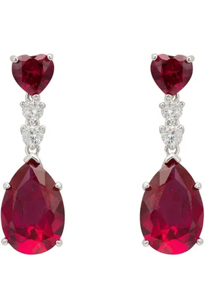 Latelita Augusta Ruby Teardrop Earrings Silver