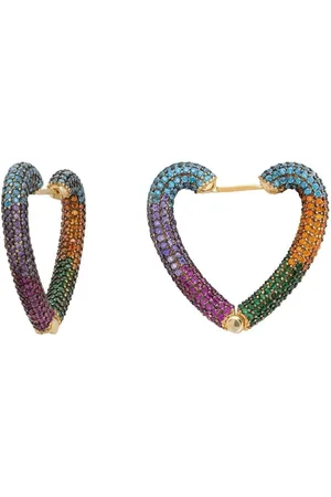 Latelita Rainbow Heart Huggie Earrings Gold