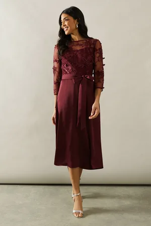 wallis Occasion Satin And Mesh Overlay Fit And Flare Dress