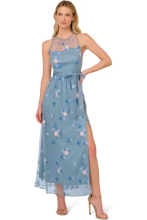 Adrianna Papell Halter Embroider Maxi