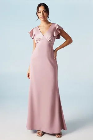 Coast Honoured V Neck Angel Short Sleeve Satin Maxi Bridesmaid Dress
