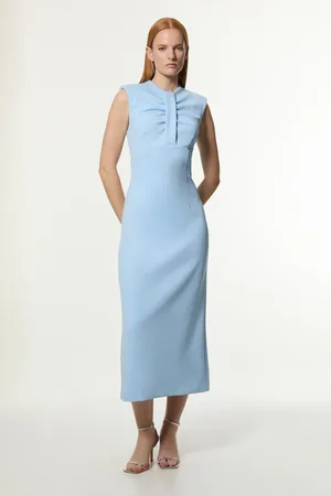 Karen Millen Tall Scuba Drama Twist Detail Woven Midi Dress