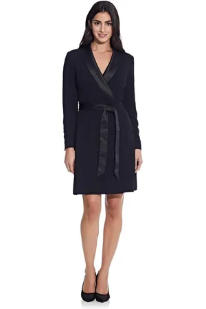 Adrianna Papell Knit Crepe Tuxedo A-Line Dress