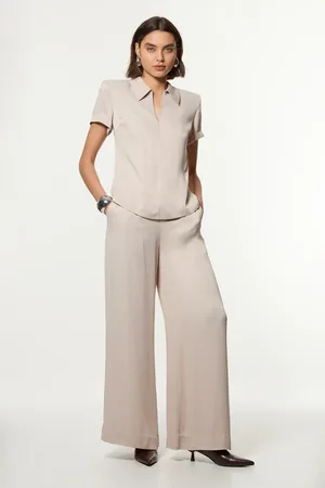 Karen Millen Satin Wide Leg Woven Trousers
