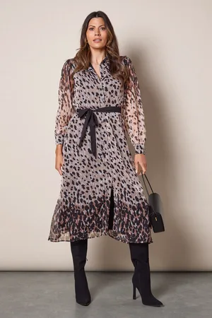 wallis Spot Border Print Belted Shirt Dress